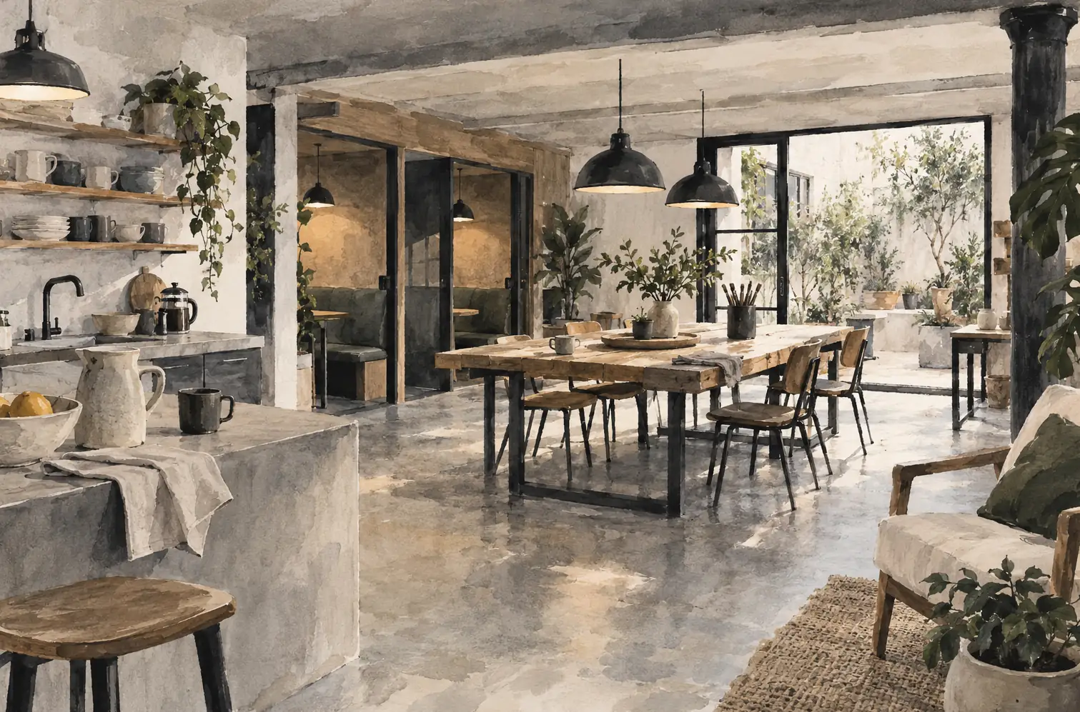 Illustration of workspace businesses and their working space