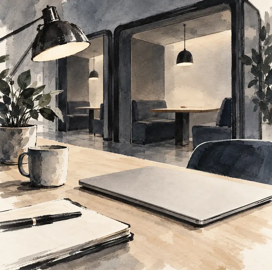 Illustration of workspace businesses equipment and workspace
